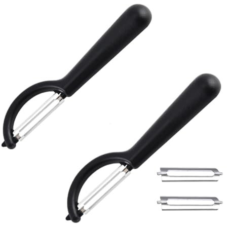 Pack of 2 Peeler Tupper with 2 Replacement Blades for Tupperware Peeler, Potato Peeler, Best Simple Stainless Steel Kitchen Helper, Handy Left-Handed Kitchen Asparagus Vegetables Hikeen Julienne for