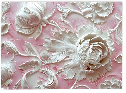 Shopagift Light Pink White Floral Chintz Glass Chopping Board Large Kitchen Worktop Saver 39cm x 28cm