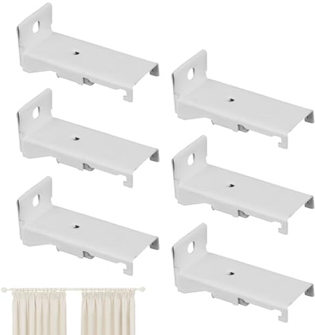 Renchey Soporte para Barra de Cortina de Montaje Interior | Soporte De Montaje Flexible Para Riel Cortina,Juego De 6 Piezas De Sujetadores Flexibles Para Persianas Superiores En Uso Interior Exterior