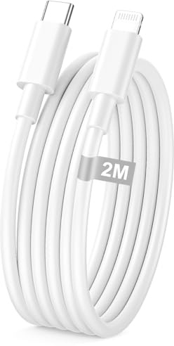 Cable USB C vers Lightning 2M,[Certifié MFi]Cable iPhone 2M Câble Lightning | Cable iPhone Charge Rapide Fil Chargeur iphone Cordon pour iPhone 14 13 12 Mini 11 Pro Max X XS XR 8 Plus SE, iPad/ iPad Air