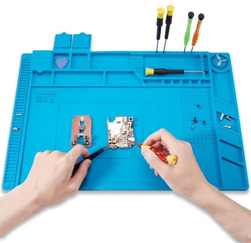 Hopeviva Silicone Soldering Mat, Heat Resistant up to 500℃ (932°F), 45 x 30cm (17.3'' x 11.8'') Large Silicone Mat with Scale, Anti-Static Mat for Soldering Station Electronics Phone Watch Repair