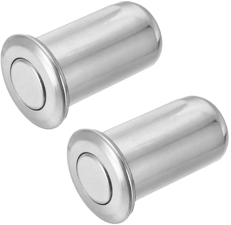 sourcing map 2PCS 13mm/0.51 Door Latch Dust Protector, 201 Stainless Steel Dust-Proof Security Sliding Lock Inserts, Barrel Bolt Lock Accessories for Interior and Outdoor Latch, Silver