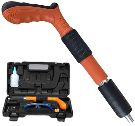 Grapadora, Mini clavadora neumática con clavos, clavadora neumática integrada ajustable, herramienta de remache de fijación a pared de bajo ruido con clavos for uso doméstico automático(Gun with box)