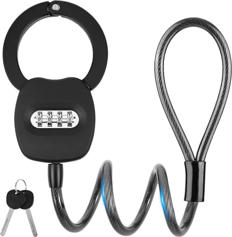 E Scooter Schloss mit Zahlencode,166CM Schloss für E Scooter, Handschellenschloss mit 2 Reset Schlüssel,12MM Kabelschloss Hohe Sicherheit für Scooter Roller, Kinderwagen, Fahrrad, Moto
