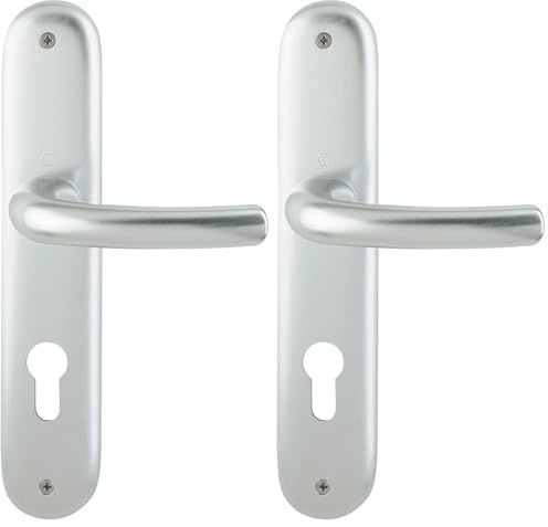HOPPE Tokyo Aluminium Langschildgarnitur F1 Natur 1710/273P, PZ Profilzylinder (Packung mit 2)