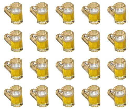 GARIOUANS Lot de 20 Mini Chopes à Bière Décoratives pour Maison de Poupée en Plastique Coloré Aléatoire Petites Tasses Miniatures pour Décoration Miniature et Couleur Aléatoire