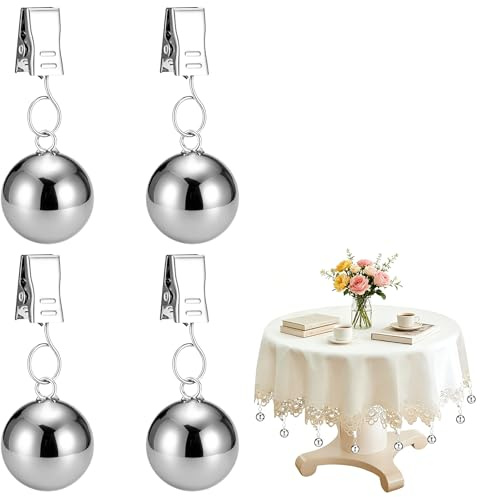 AiQInu 4 Pièces Poids de Nappe, Pinces à Nappe Inoxydable, 65g Pinces de Poids pour Intérieur ou Extérieur, Maison, Cuisine, Fête de Mariage, Pique-Nique
