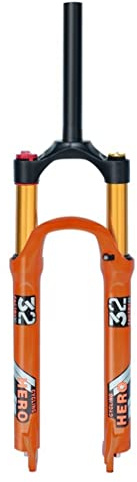 Forcella MTB 26/27.5/29 Forcella ammortizzata per mountain bike Escursione 120mm Aria 1-1/8Tubo dritto/conico Blocco manuale Freno a disco anteriore 9mm QR (Colore: Arancione dritto, Misura 27.5