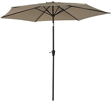Parasol Droit HAPUNA Rond 2,70m de diamètre Taupe avec manivelle. Parasol Droit inclinable.