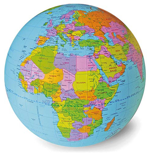 Mapiberia Globo Terráqueo Hinchable Bolamundo Castellano, 40 cm, Azul