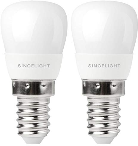 SINCELIGHT E14 LED T25 Glühbirne, für allgemeine Beleuchtungszwecke, Kühlschränke, Gefrierschränke, Dunstabzugshaube usw., Warmweiß (2700K), 2er-Pack