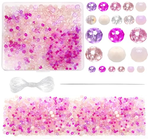 TOAOB 1000pcs Perles en Verre à Facettes de Cristal 4mm 6mm 8mm en Rondes | Vrac Crystal Beads à Thème Rose pour Fabrication de Bijoux DIY Bracelets Colliers Artisanat