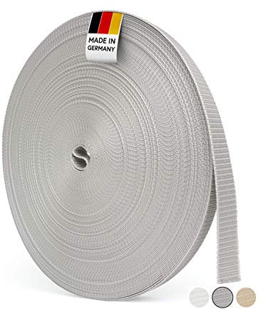 BAUHELD® Sangle de volet roulant,50 m,14 mm,23 mm,Fabriquée en Allemagne,Convient pour les volets roulants sur portes et fenêtres,Haute résistance à la déchirure et aux UV, blanc, beige