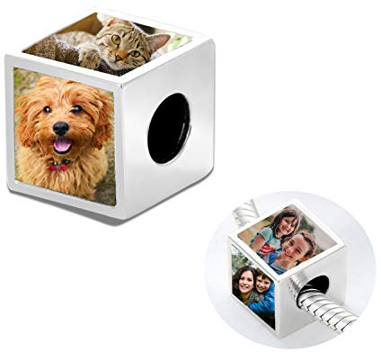 MBSUUH FOTO CHARM, 925 Sterling Silber, 1 oder 4 Bilder, Personalisiert Schmuck kompatibel mit Pandora Armband und Kette