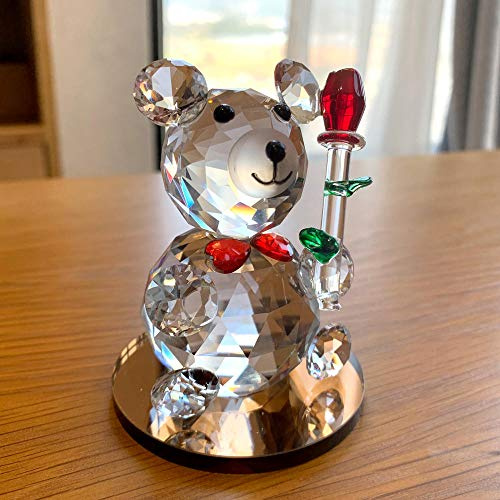 Nette Rose Bär Kristall Tierfiguren Glas Miniatur Briefbeschwerer Auto Ornament Kristall Handwerk Hochzeit Home Decors Kinder Geschenk