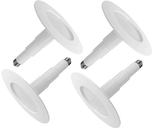Jolux 4-Pack 5/6 LED Can Lights Retrofit Recessed Lighting,12W=60W,2700K SoftWhite,800 Lumens,Dimmable Adjustable Retrofit Downlight,ETL,Damp Rated,Simple Installation Can Lights,Bevel Trim