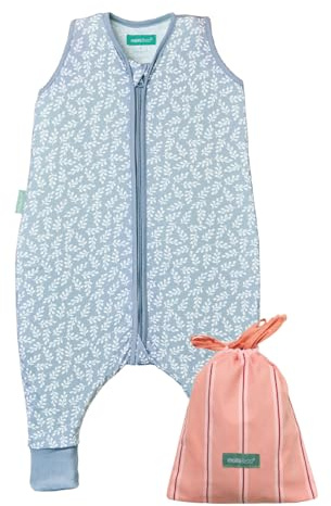 molis&co. Babysovsäck med fötter. 0,5 TOG. Storlek: 70 cm. Perfekt för sommaren. Blå trädgård 100 % bomull (OEKO-TEX 100).