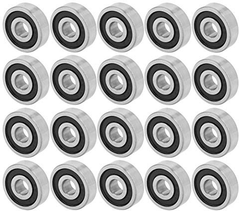 Roulement a Billes, 20pcs 625 RS 16x5x5mm Scellés en caoutchouc de roulement, Roulement à billes à gorge profonde, Roulements à billes blindés, Pour skateboard, patins à roulette et planches longue