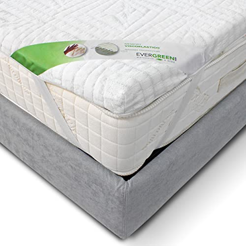 EVERGREENWEB - Topper Memory Foam 6 cm Matrimoniale 170x190 cm, Correttore Materasso, Coprimaterasso con Rivestimento Anallergico, Lastra Massaggiante, 4 Angoli Elastici, 100% Made in Italy | Eden