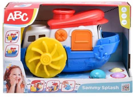 Dickie Toys ABC - Wasserspielzeug Sammy Splash - (30 cm) ab 1 Jahr, buntes Boot mit Zubehör & Spritzfunktion, Badespielzeug für Kinder & Babys ab 12 Monate