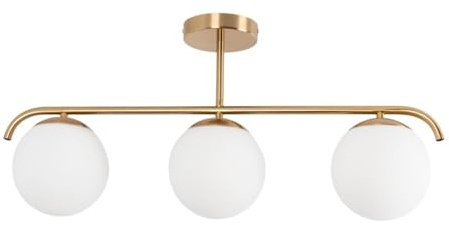 BARCELONA LED - Lámpara de Techo “Talí” con 3 Esferas de Cristal Opalino - Diseño Minimalista Moderno – Compatible con Bombillas E27 Lámpara Techo Dormitorio, Salón o Comedor