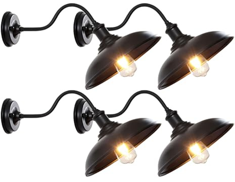 Moddeny 4 Stück Schwanenhals-Außenwandleuchte wasserdicht Vintage-Stil 27,9 cm Eisen Wandbeleuchtung Wandmontage Bauernhaus Scheune Außenwandleuchte für Veranda Garage Terrasse