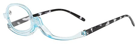 Make Up Schminkbrille mit klappbaren Brillenglas,Lesebrillen Damen Schminkbrille,Make up Brille,Schminkbrille Make up Brille Lesebrille Presbyopie Brille Sehhilfe,Makeup Lesebrille,+2.5,Hellblau