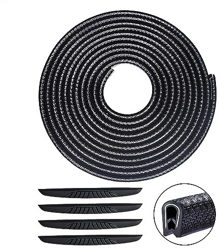 Dutreg 5 Mètres Protection Porte de Voiture, Noir Protection de en Caoutchouc Joint en U avec 4 Pièces D'autocollant de Protection de Bord de Porte pour Berline, Camion, SUV