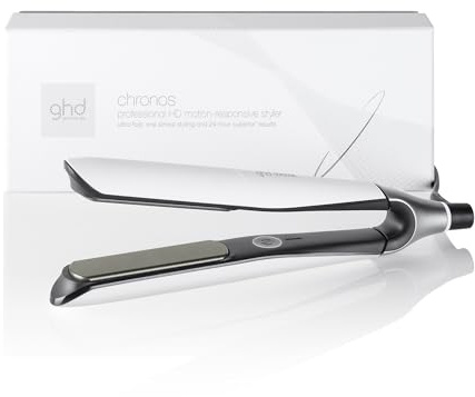 ghd Chronos Styler - 1” Smart Flat Iron Hair Straightener with HD Motion-Responsive Technology, Faster Styling, 24-Hour Results, More Shine, Less Frizz, and No Extreme Heat Damage - White