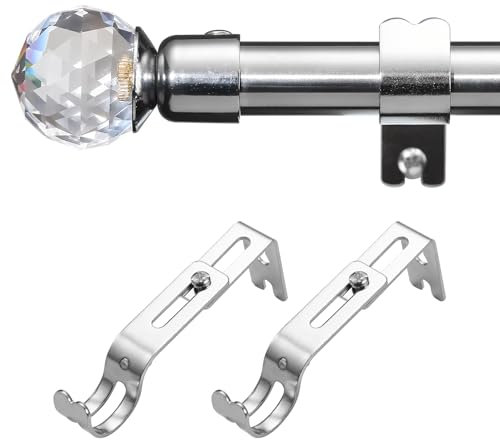 Bastone per tende da 1,6 cm, aste singole per tende da 76 a 157 cm, per tende con occhielli per camera da letto, porte, finestre, asta decorativa per drappeggi con terminale in acrilico a diamante,