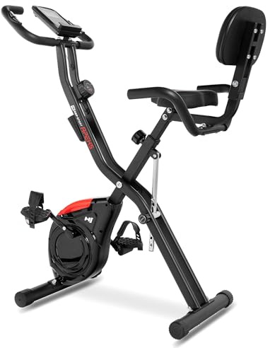 Hop-Sport Heimtrainer HS-3030X Apeks, klappbarer Heimtrainer Fahrrad, Hometrainer mit LCD-Display und magnetischem Widerstand - 10 Widerstandsstufe (Schwarz)