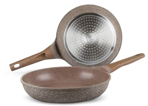 KASANOVA Set de casseroles antiadhésives 0 Graisses, batterie de cuisine pour induction et tous types de plaques, set de casseroles et poêles antiadhésives à 4 couches avec design moderne. (2 pièces)