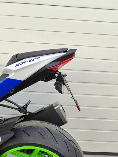 kurzer Kennzeichenhalter für Kawasaki ZX-6 R 636 ab2024 Kennzeichenträger EVO Set ZX6 Kawa Heckumbau auch für original Blinker zx6rr anniverary GroFaTec kurzes Heck Tail Tidy zx-6