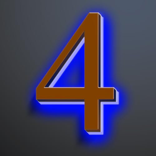 Numéro de Maison Lumineux À LED Rétro-éclairé 6, Acier Inoxydable et Acrylique, Numéros d'adresse de Maison À LED Lumineux Modernes en Métal, Numéros de Maison Éclairés, Marron, Lumière Bleue