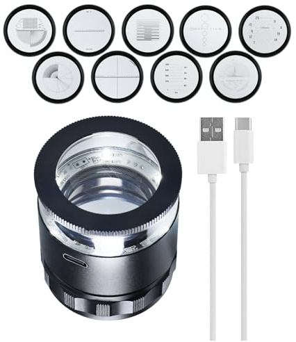 10 x LED-juvelerare lupp med avtagbar mätskala, förstoringsglas för smycken med 6 LED-lampor och 9 glasskaltabell, perfekt för smycken, ädelstenar, mynt, hobbyverktyg