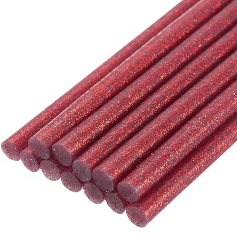 QUARKZMAN 12 Stück Heißklebestifte 7mm x 200mm Heißklebesticks Bunt Heißklebepistole Sticks Heißkleber Klebestifte Klebstoff für DIY Kunsthandwerk AbdichtungGlitzer Rot
