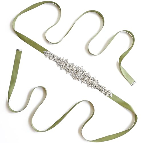 Anevous Strass Gürtel für Damen, Hochzeit Braut Taille Gürtel, Braut Taillengürtel, Elegante Brautgürtel Schärpengürtel Zubehör Frauen für Hochzeit, Party, Brautjungfernkleider, Ballkleid,Hellgrün