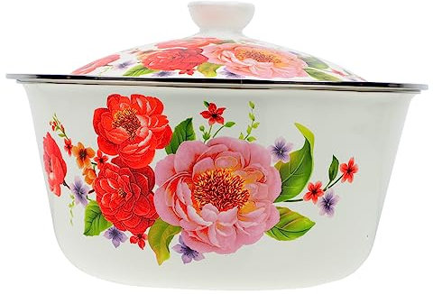 Ciieeo Bol Émaillé Rétro Jaune Avec Couvercle Pour Soupe Vintage Accessoire De Cuisine Pour Pot De Saindoux
