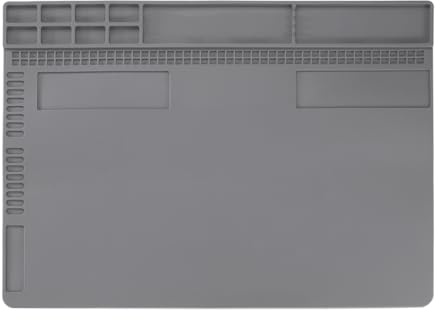 sourcing map Soldering Mat 13.8x9.8 Silicone Soldering Repair Mat Heat Resistant Electronics Work Mat for BGA Soldering Gun Iron Workbench Cellphone Computer Electronics Repair, Gray