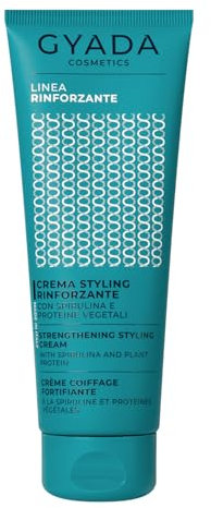 GYADA COSMETICS, Crema Styling Rinforzante, Per Capelli Ricci, Mossi e Lisci, Disciplinante e Protettiva, Effetto Lucidante, con Spirulina e Proteine Vegetali, Senza Risciacquo, 125 ml