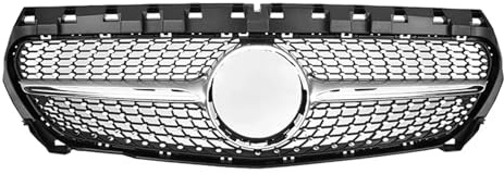 Sport Kühlergrill Für AMG Style Grille Für Benz Für CLA-Klasse W117 C117 X117 2013 2014 2015 2016 2017 2018 2019 Chrom Schwarz Diamanten Stil Stoßstange Grille Auto Kühlergrill(Diamonds-Silver)