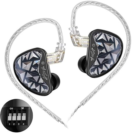 KZA COUSTICS AS24 PRO 24 Auricolari ad armatura bilanciata IEM in-ear monitor cuffie da studio con versione standard e tuning suono HiFi per musicisti audiofili (sintonizzazione senza microfono)