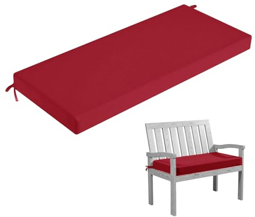 HJZPWB Bankauflage Abnehmbare Waschbare Sitzkissen Bank Outdoor mit Rutschfester Unterseite Sitzauflage Bank Bankkissen Sitzpolster Bank Auflage Gartenbank Sitzbank Auflage,Rot,120x40x3cm