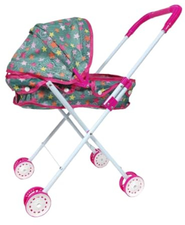 predolo Passeggino per Bambole Pieghevole, Comodo Giocattolo Educativo, Carrozzine E Passeggini per Le Bambole, 55 X 34 X 25 Cm Giocattolo per Simulare Scenari di Vita Reale, Pattern Stellare