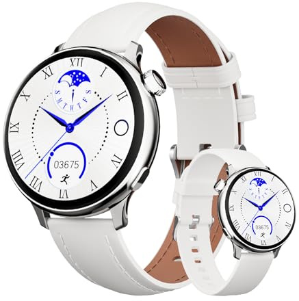 OKYUK Smartwatch för kvinnor med samtal, 40 cm HD Smartwatch dam hjärtfrekvens 24 timmar SpO2 och sömnövervakning, 90 sportlägen, kompatibel med Android och iOS (vit)