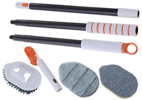 Yardenfun Brosse De Salle De Bain Multifonctionnelle Manche Extensible, Brosse pour Sol Carrelé 3 Têtes Interchangeables, Nettoyage d'angle, La Cuisine Et Salle De Bain