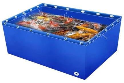 Estanque de Lona para Peces, Piscina elevada de PVC con válvula de Drenaje, Tanque koi Temporal Ligero para Peces de Agua Salada, Estanque portátil para Almacenamiento de Agua, solución Idea