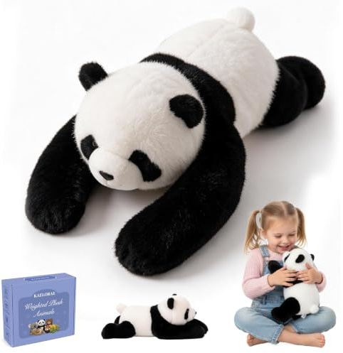 Kaelorae Panda Gewichtetes Plüschtier Kuscheltier, kuscheliges Stofftier für Erwachsene Kinder, Weiches Plüschkissen für Umarmungsgefährte zur Angstlinderung und Schlafunterstützung (Panda, 45cm)