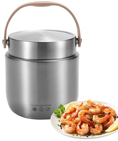 Rrlihjgu Tarteras Térmicas - Acero Inoxidable Tarro Térmico al Vacío,Termo de Sopa de Acero Inoxidable 1.2L para Cocina Viajes Exterior Picnic Acampada Colegio Trabajo