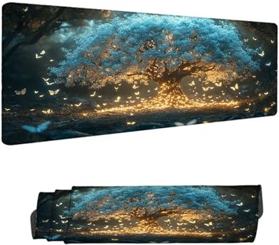 Alfombrilla de Ratón para Juegos, Árbol de la Vida Alfombrilla Ratón XXL 1500 x 800 MM,Mariposa Protector Escritorio Desk Mat, Mouse Pad con Base de Goma Antideslizante, para Oficina Gaming H-8528